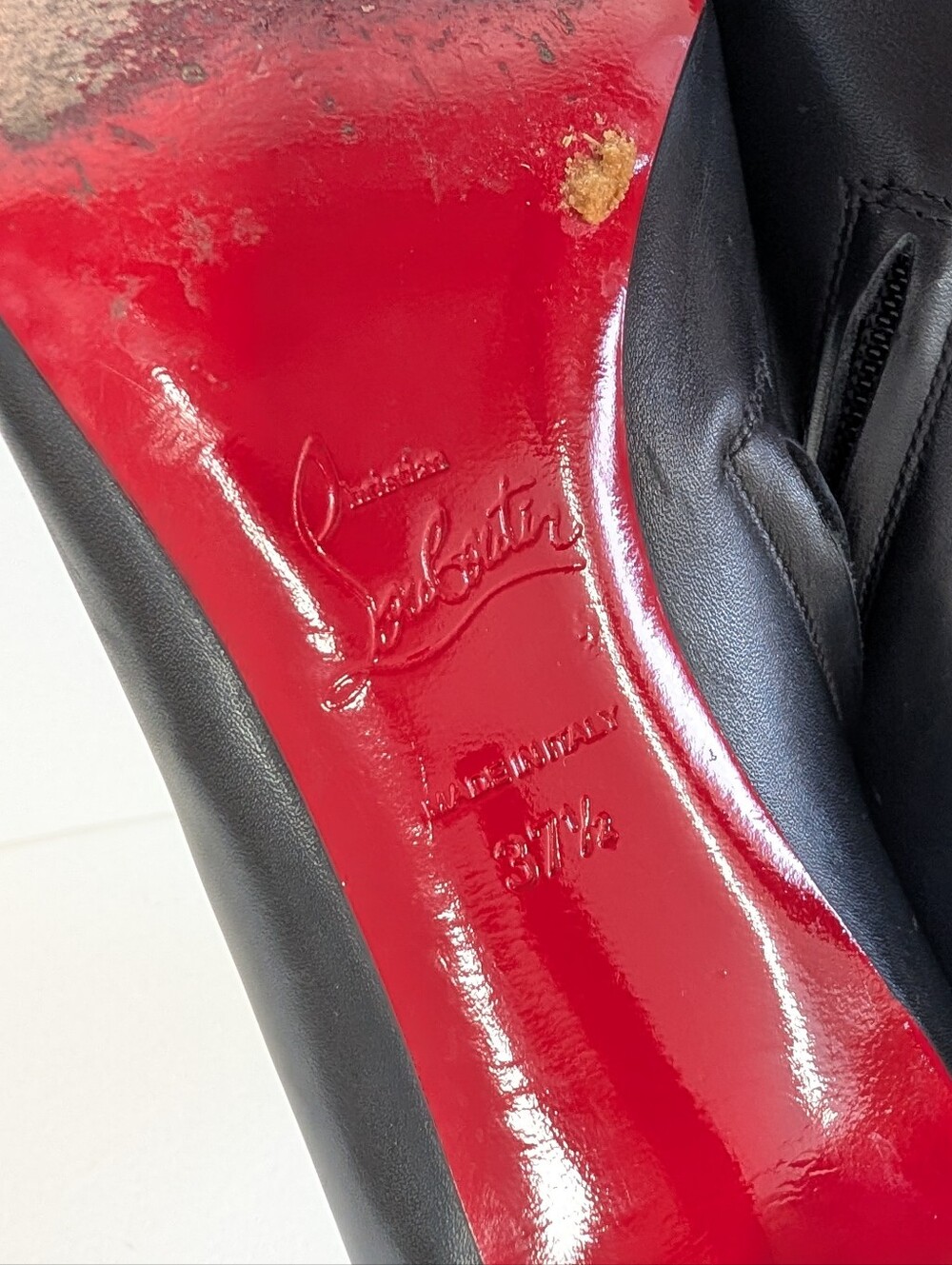 Christian Louboutin 85mm Belle Ankle Black Leather Boot Size 37.5 - Picture 7 of 8